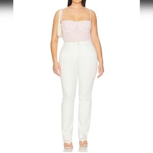 Good American Good Icon Straight Leg Cloud White Women's Size 15